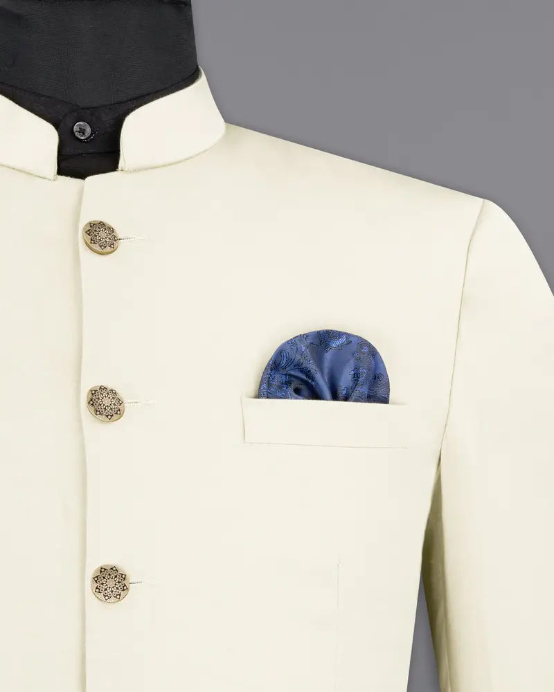 Merino Cream Stretchable Bandhgala Premium Cotton Traveler Blazer 6