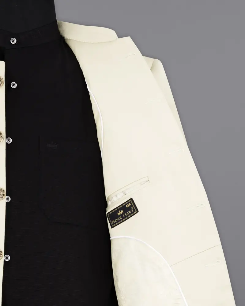 Merino Cream Stretchable Bandhgala Premium Cotton Traveler Blazer 7