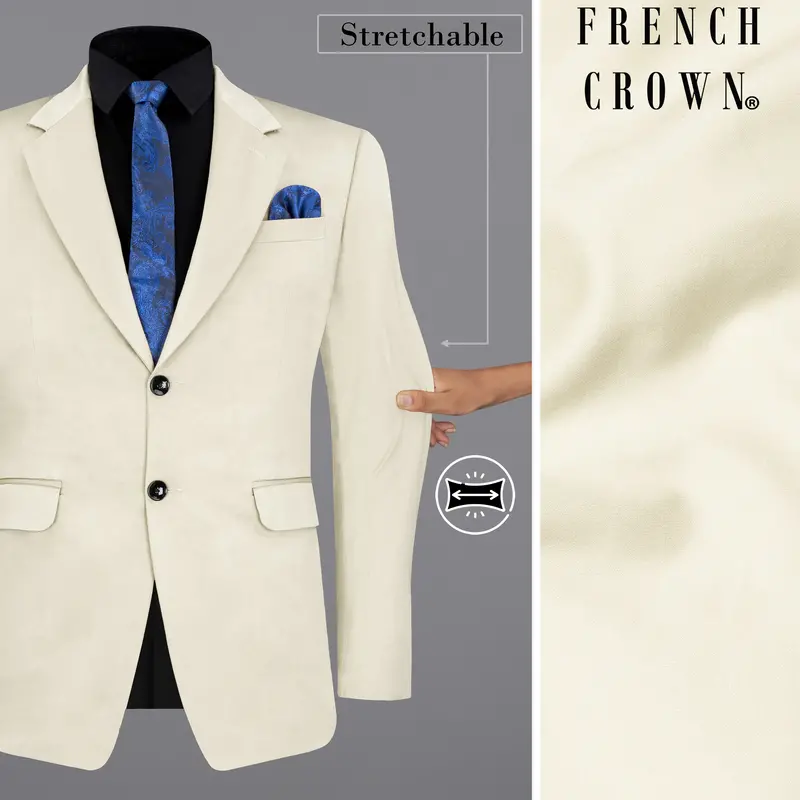 Merino Cream Stretchable Premium Cotton Traveler Blazer 1