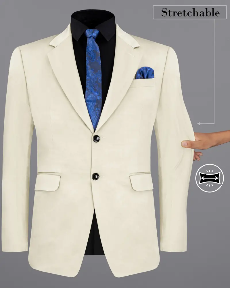 Merino Cream Stretchable Premium Cotton Traveler Blazer 2