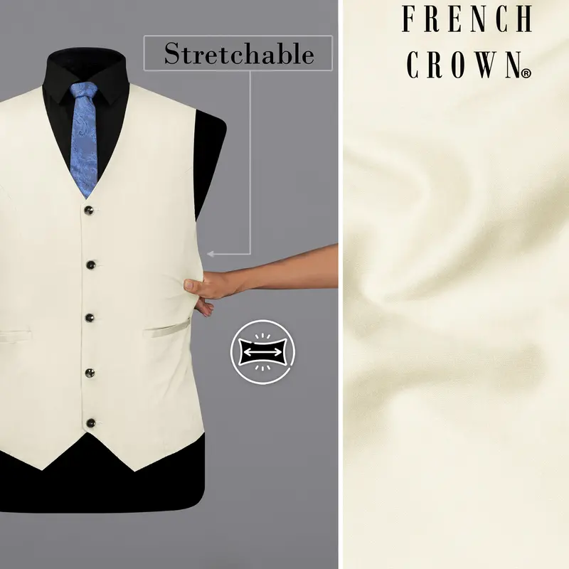 Merino Cream Stretchable Premium Cotton Traveler Waistcoat 1