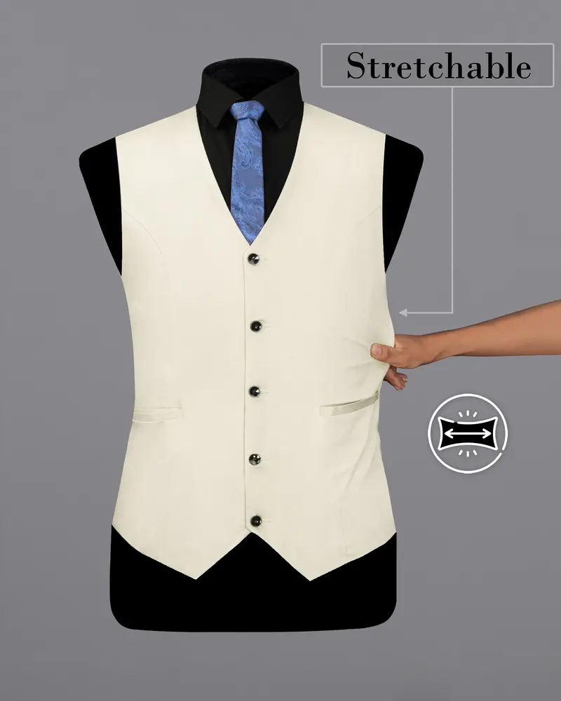 Merino Cream Stretchable Premium Cotton Traveler Waistcoat 2