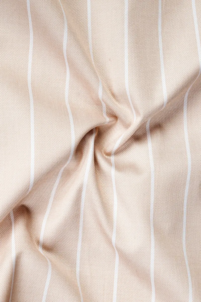 Merino Cream Striped Dobby Textured Premium Giza Cotton Shirt 2