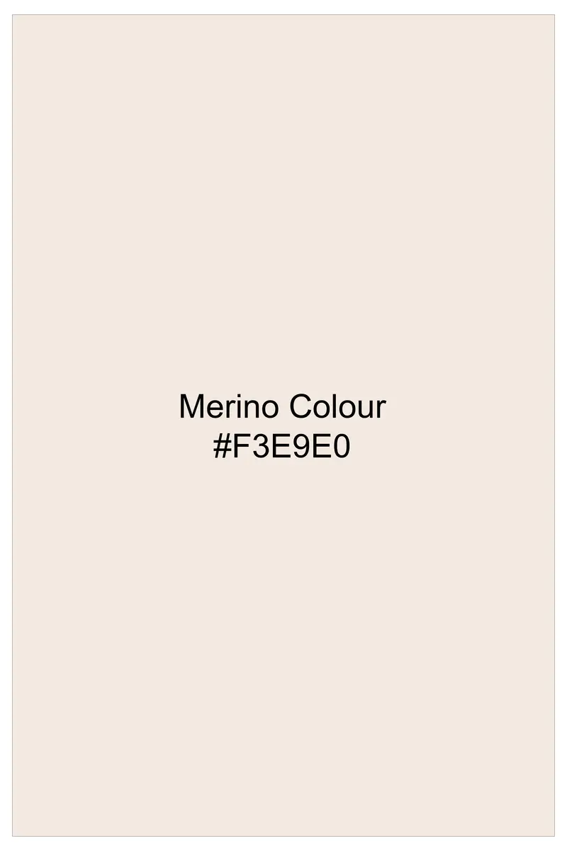 Merino Cream Striped Dobby Textured Premium Giza Cotton Shirt 7