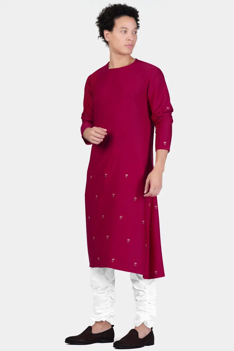 Merino Cream With Finch Green Multicolour Thread And Sequin Embroidered Indo-Western Sherwani 13