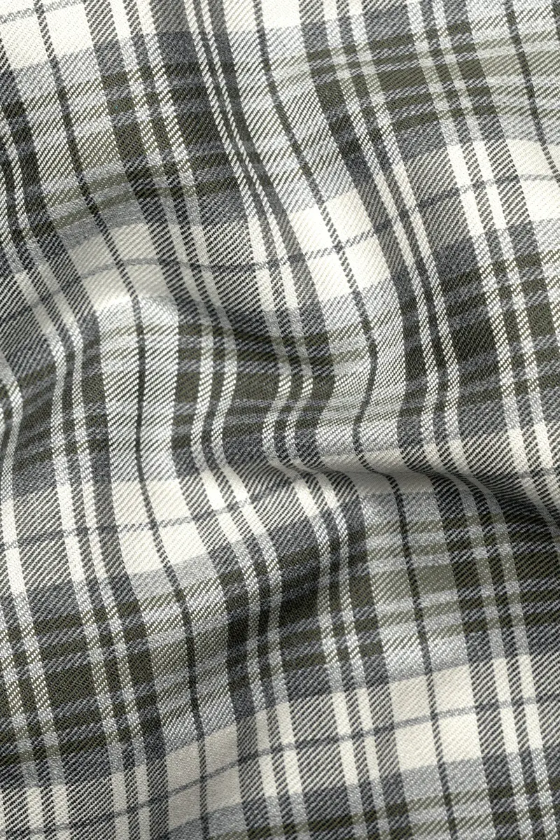 Merlin Green Checks Plaid Twill Premium Cotton Shirt 2