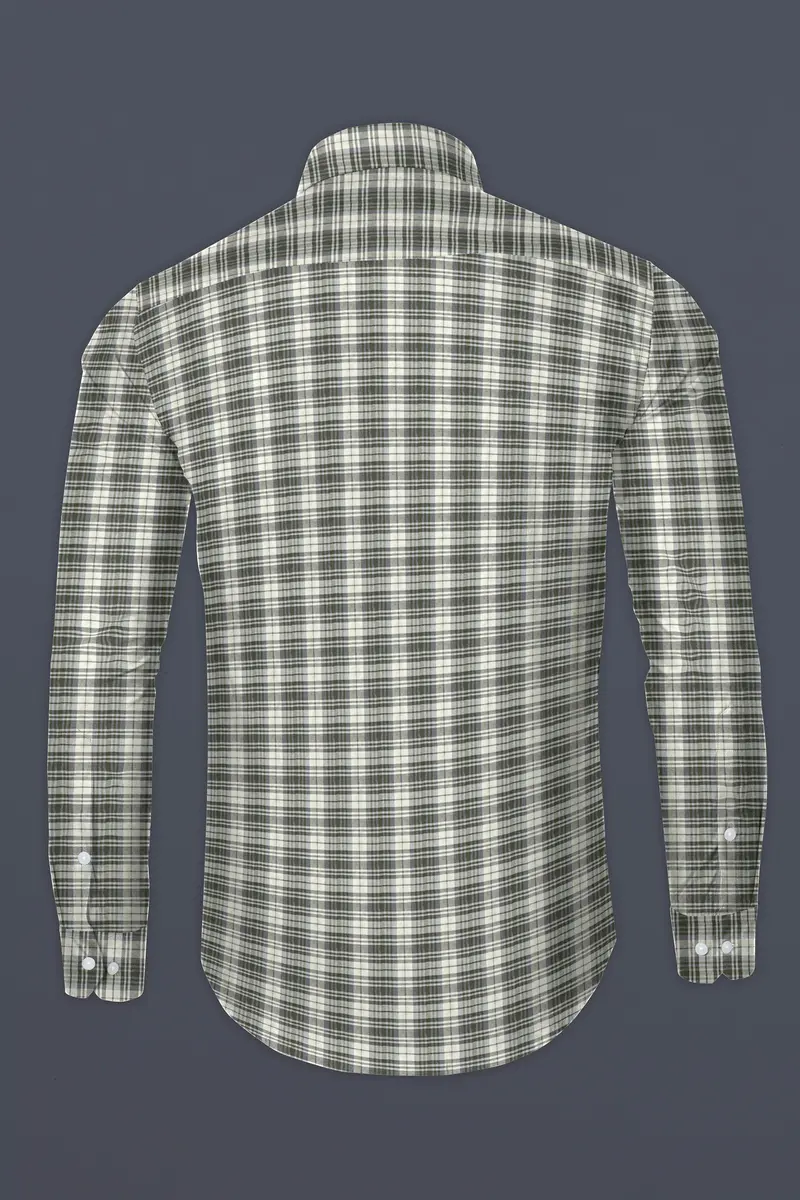 Merlin Green Checks Plaid Twill Premium Cotton Shirt 5