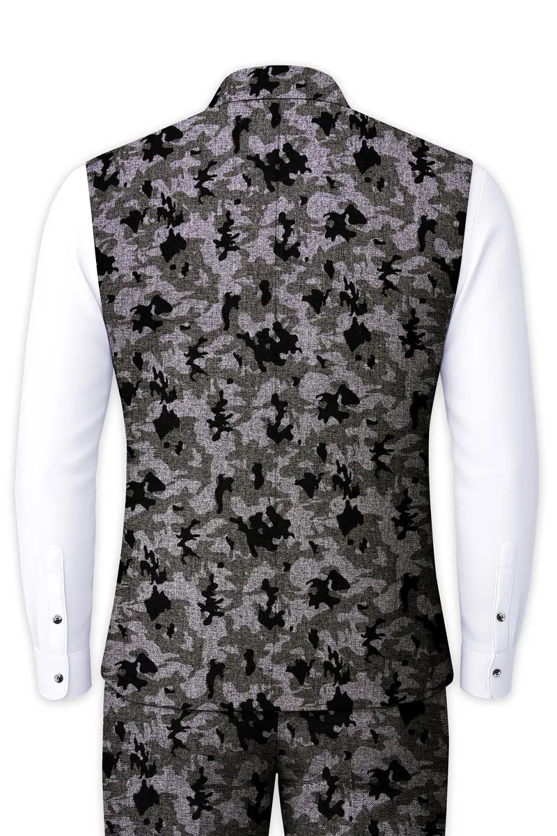 Merlin Green With Scorpion Gray Chintz Printed Bandhgala Nehru Jacket 4