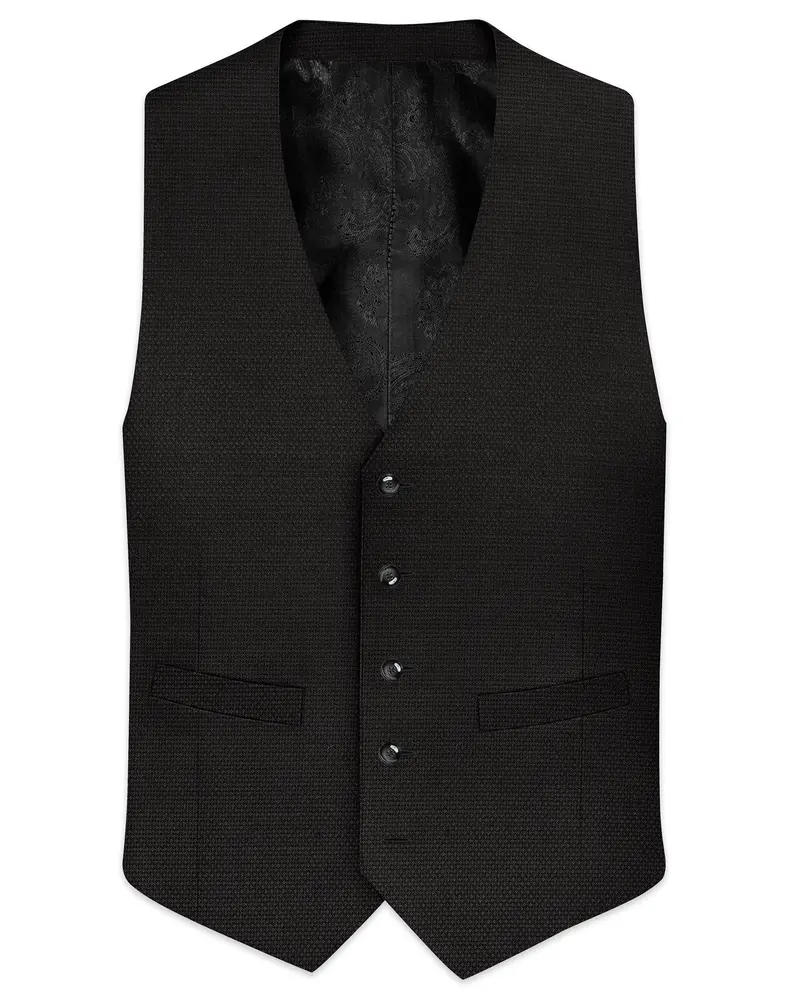 Merline Dark Brown Dobby Textured Waistcoat 1
