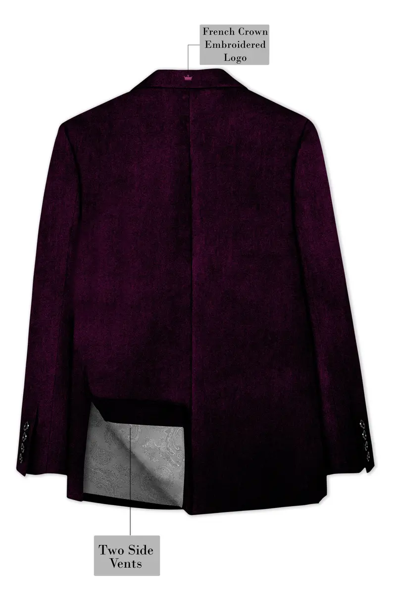 Merlot-Asphalt Wine Purple Velvet Peak Lapel Tuxedo Suit 10
