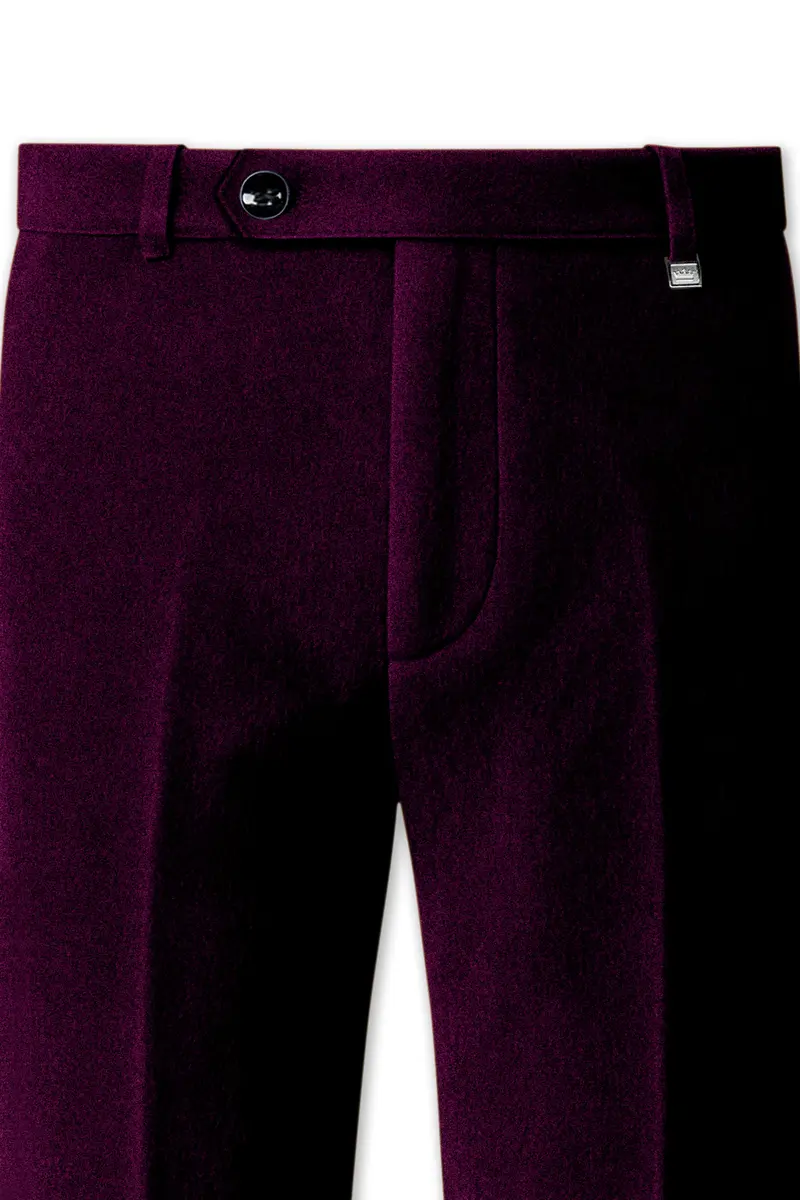 Merlot-Asphalt Wine Purple Velvet Peak Lapel Tuxedo Suit 13