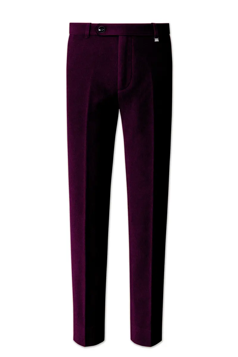 Merlot-Asphalt Wine Purple Velvet Peak Lapel Tuxedo Suit 14