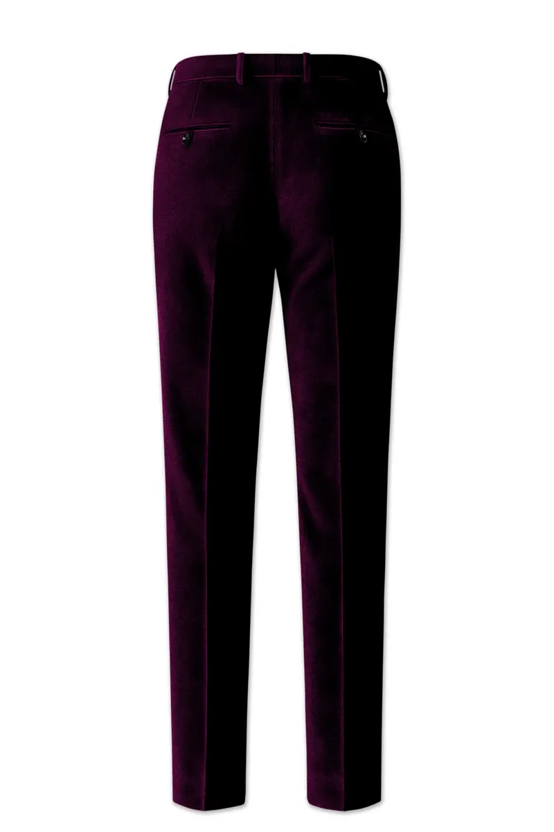 Merlot-Asphalt Wine Purple Velvet Peak Lapel Tuxedo Suit 15
