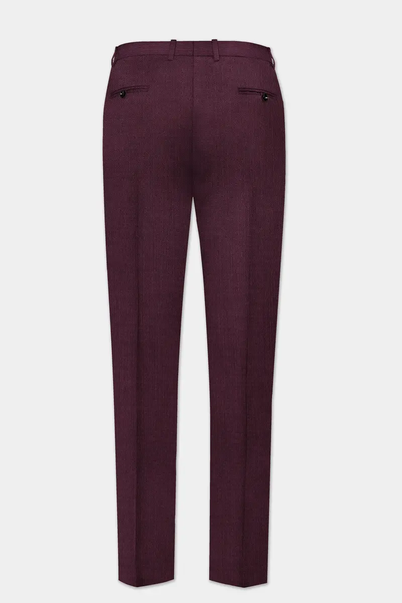 Merlot-Bistre Wine Maroon Solid Wool Rich Slight Stretch Waistband Pant 5