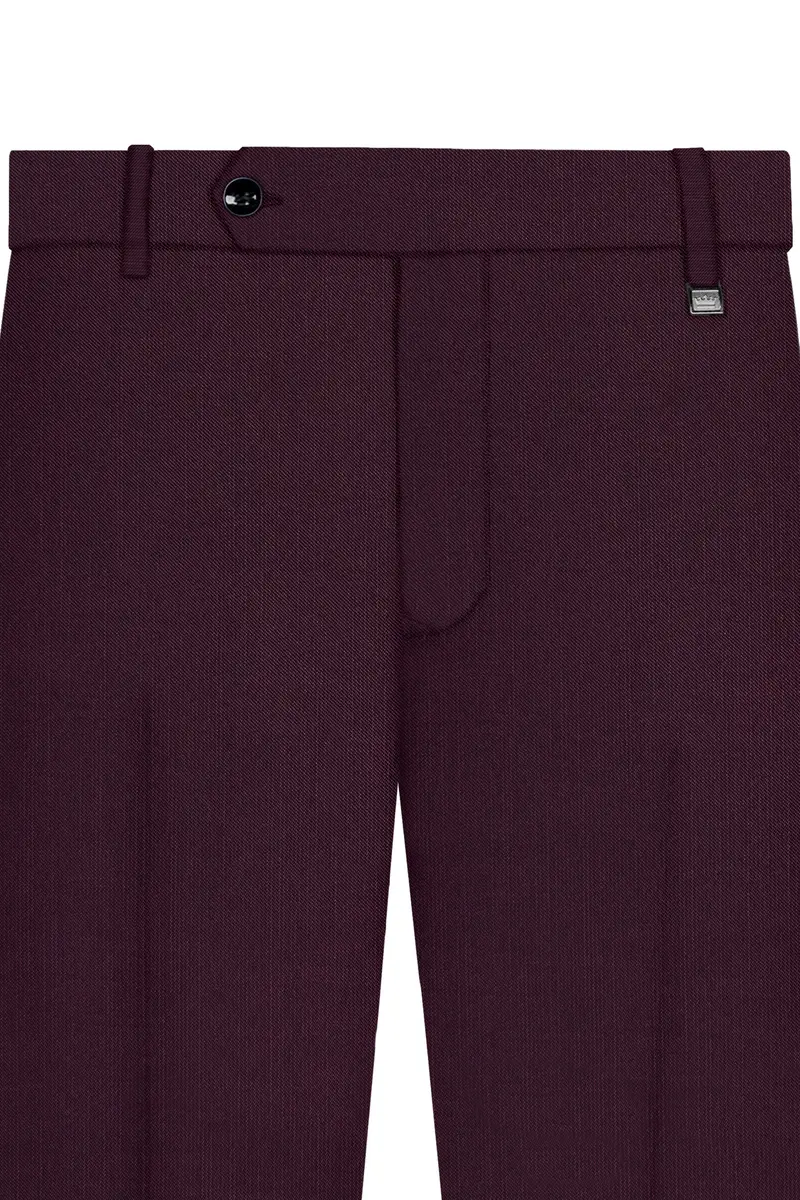 Merlot-Bistre Wine Maroon Wool Rich Tuxedo Slight Stretch Suit 12