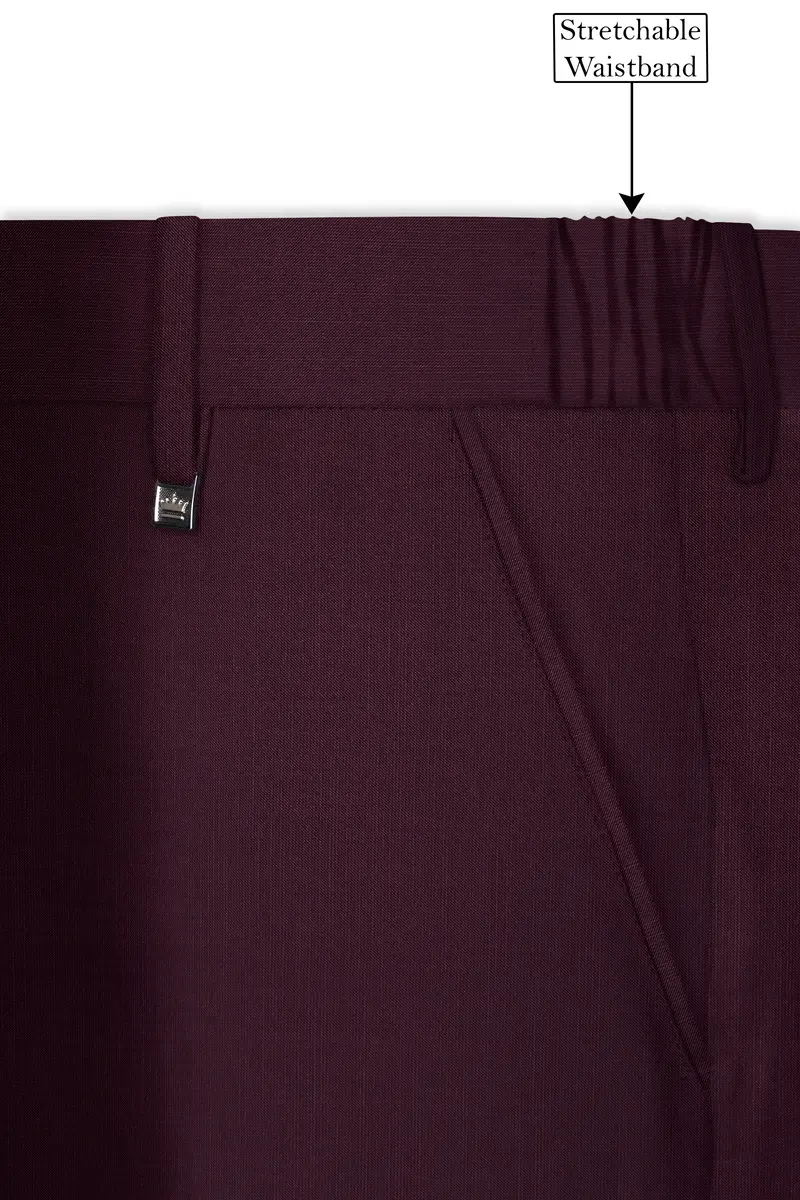 Merlot-Bistre Wine Maroon Wool Rich Tuxedo Slight Stretch Suit 15