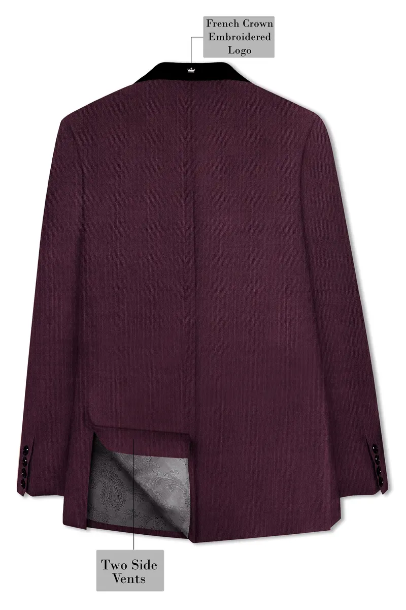 Merlot-Bistre Wine Maroon Wool Rich Tuxedo Slight Stretch Suit 9