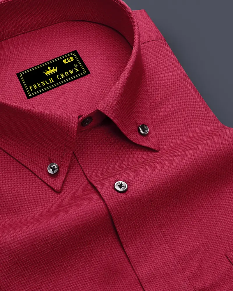 Merlot Red Dobby Textured Premium Giza Cotton Shirt 1