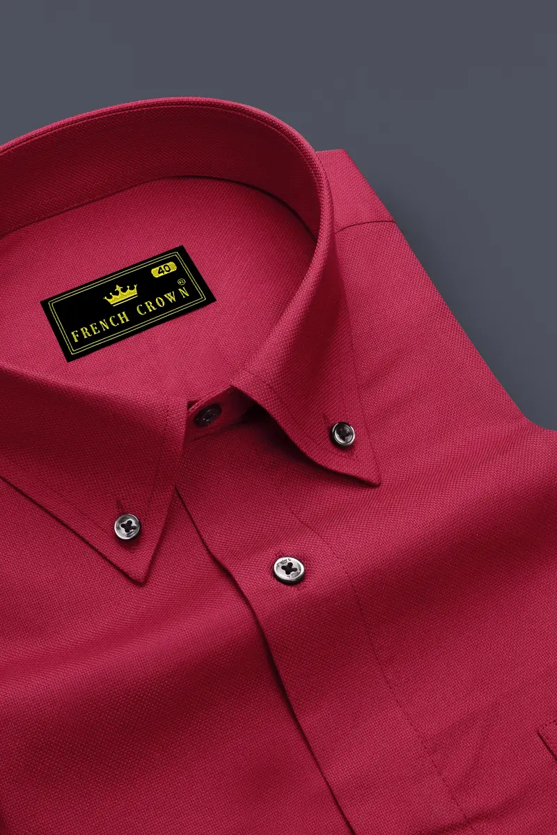 Merlot Red Dobby Textured Premium Giza Cotton Shirt 2
