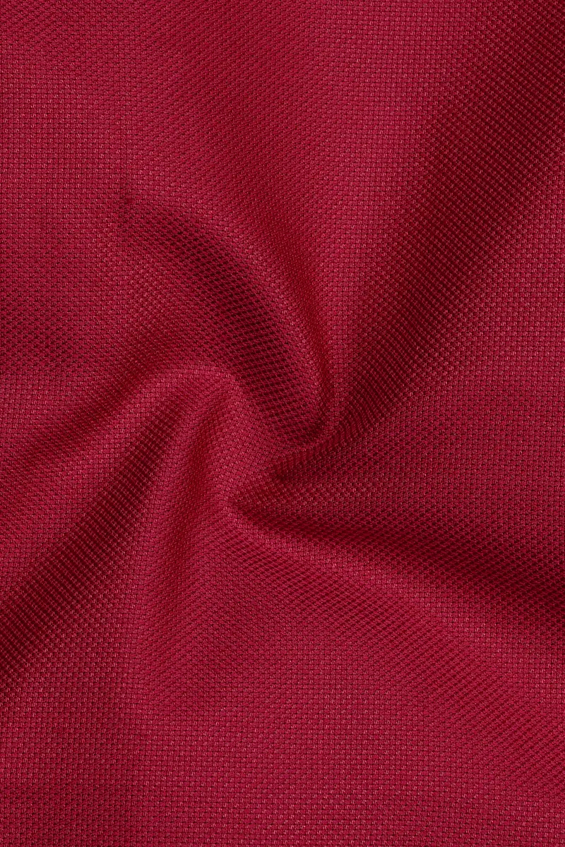 Merlot Red Dobby Textured Premium Giza Cotton Shirt 3