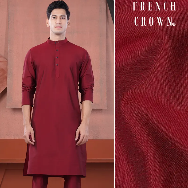 Merlot Red Subtle Sheen Viscose Kurta 1