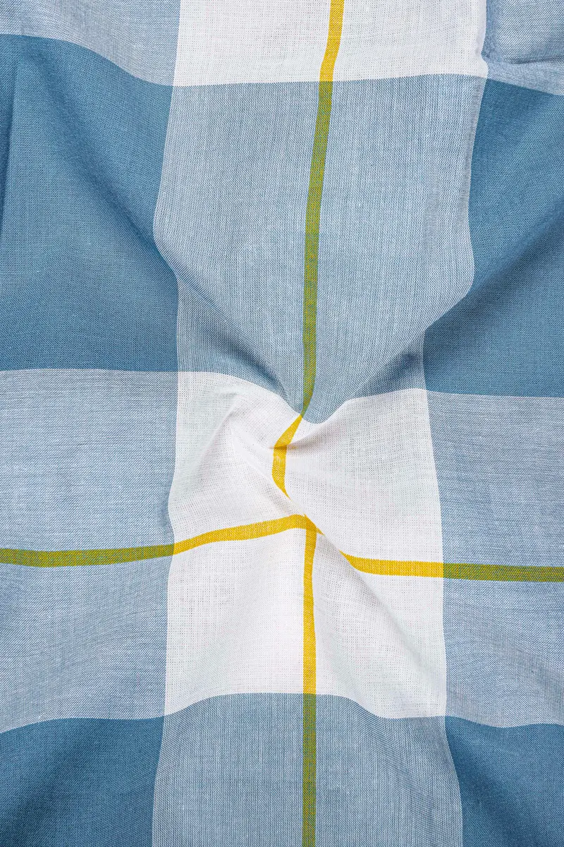 Metallic And Moonstone Blue Plaid Premium Cotton Shirt 3