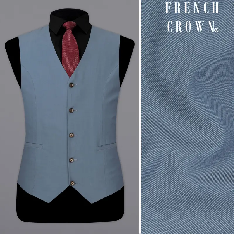 Metallic Blue Premium Cotton Waistcoat 1