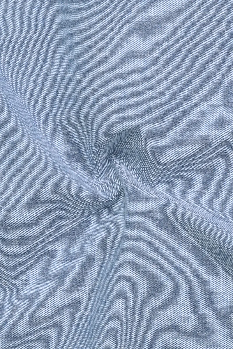 Metallic Blue Solid Royal Oxford Shirt 2