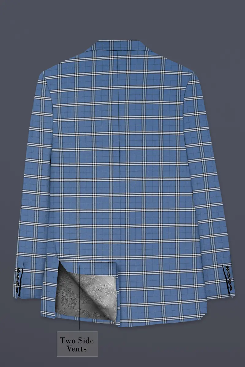 Metallic Blue Wool Blend Single Breasted Blazer 8