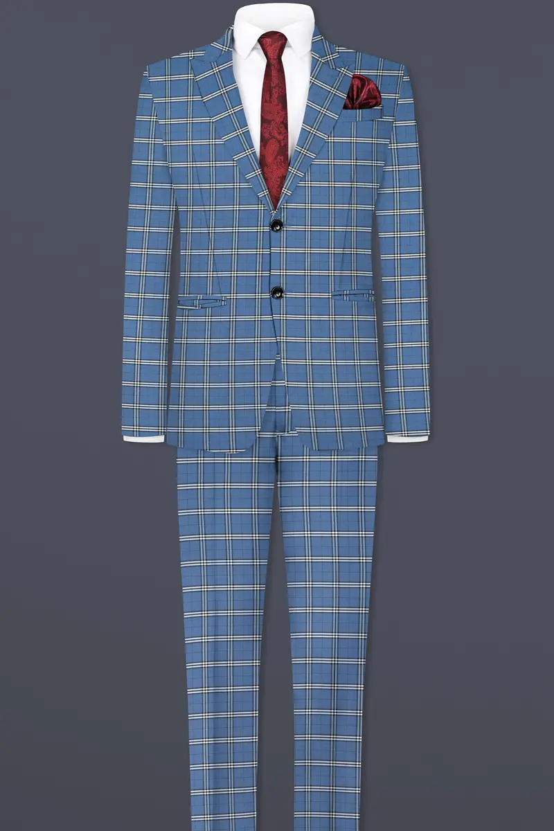 Metallic Blue Wool Blend Single Breasted Blazer 9