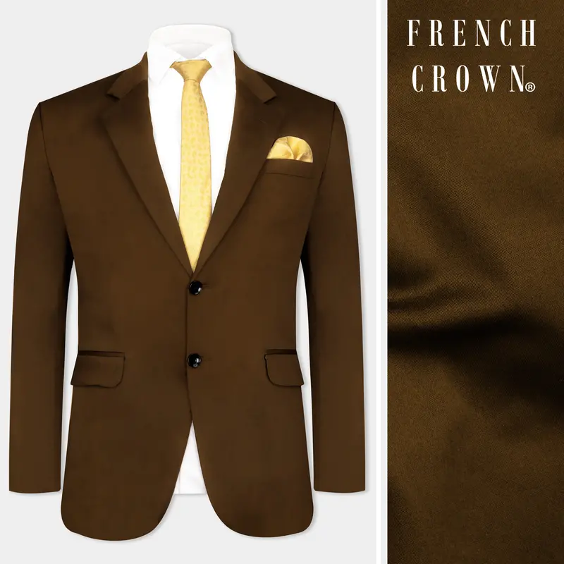 Metallic Bronze Brown Premium Cotton Stretchable Traveler Blazer 1