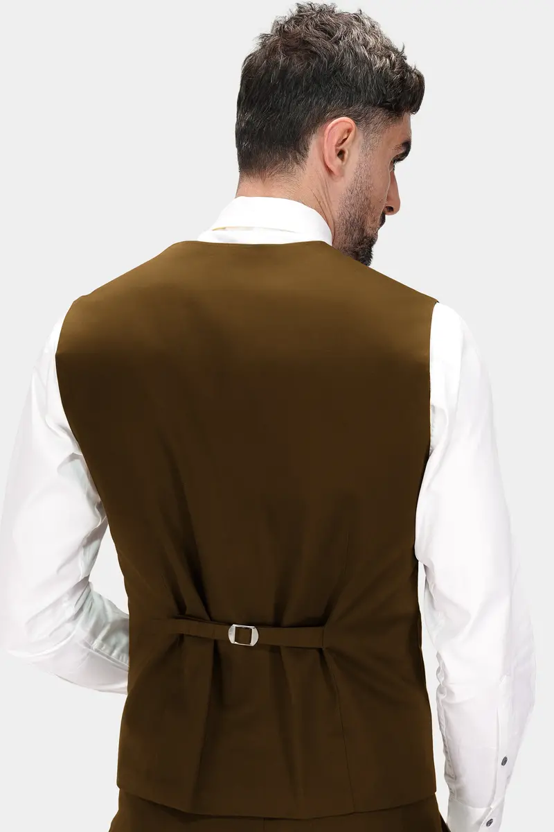 Metallic Bronze Brown Premium Cotton Stretchable Traveler Waistcoat 4