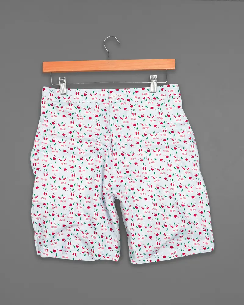 Metallic Gray With Multicolour Rabbit Printed Premium Cotton Shorts 2