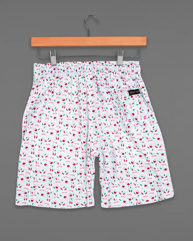 Metallic Gray With Multicolour Rabbit Printed Premium Cotton Shorts 4
