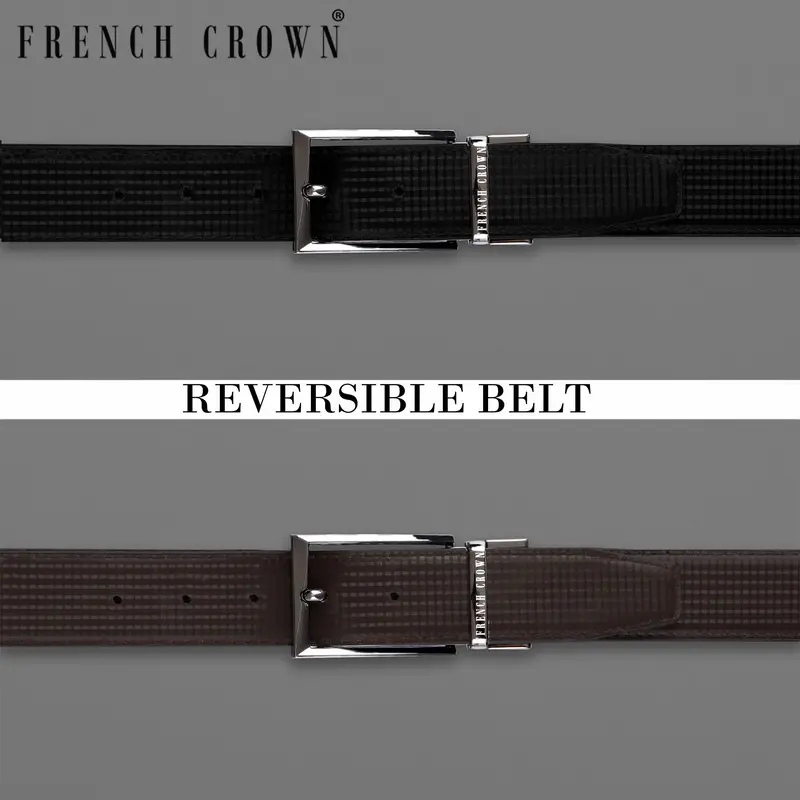 Metallic Silver Shiny Buckle With Jade Black And Brown Leather Free Handcrafted Reversible Belt 1