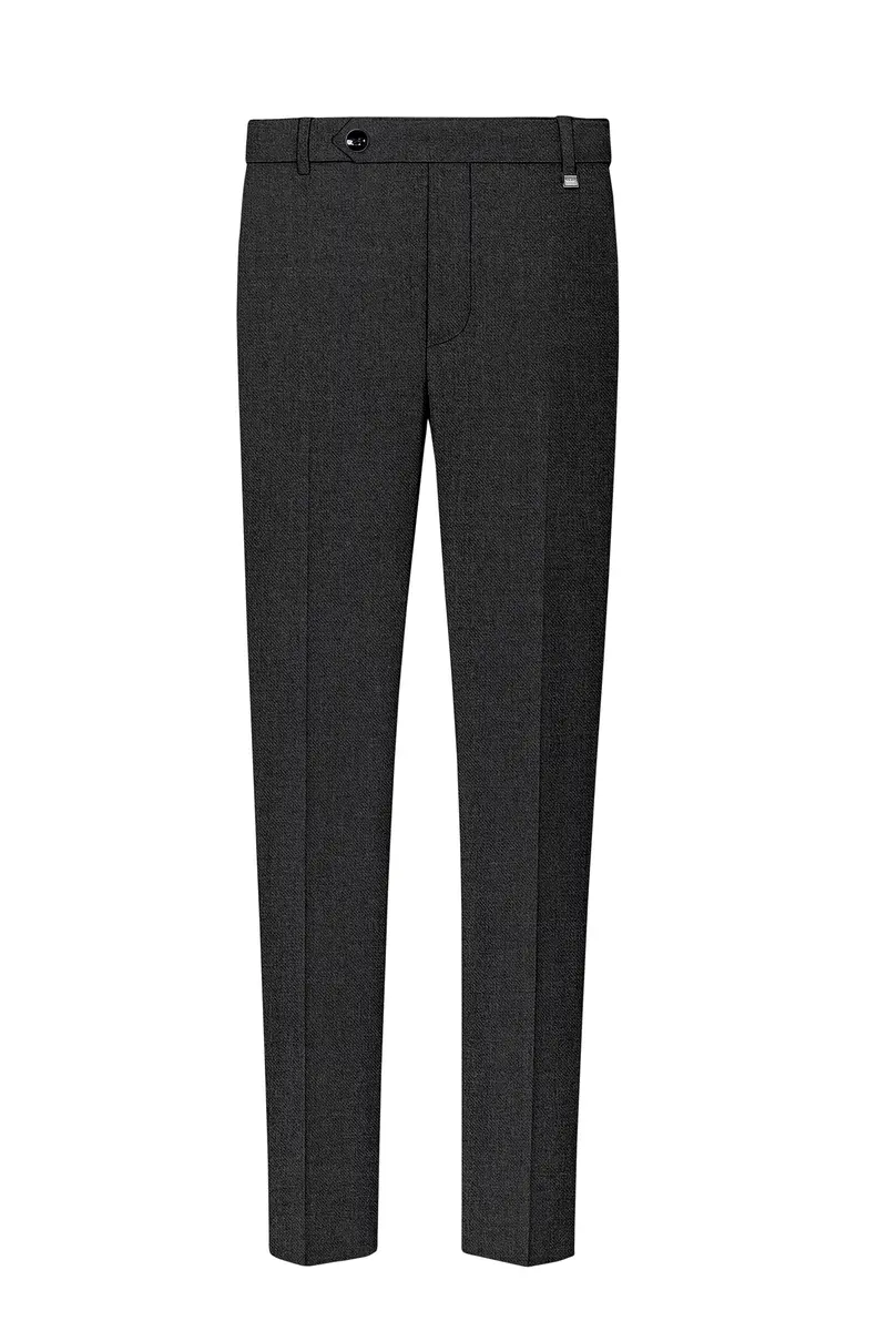 Metallo-Gunmetal Gray Textured Tweed Single Breasted Overcoat With Pant 11