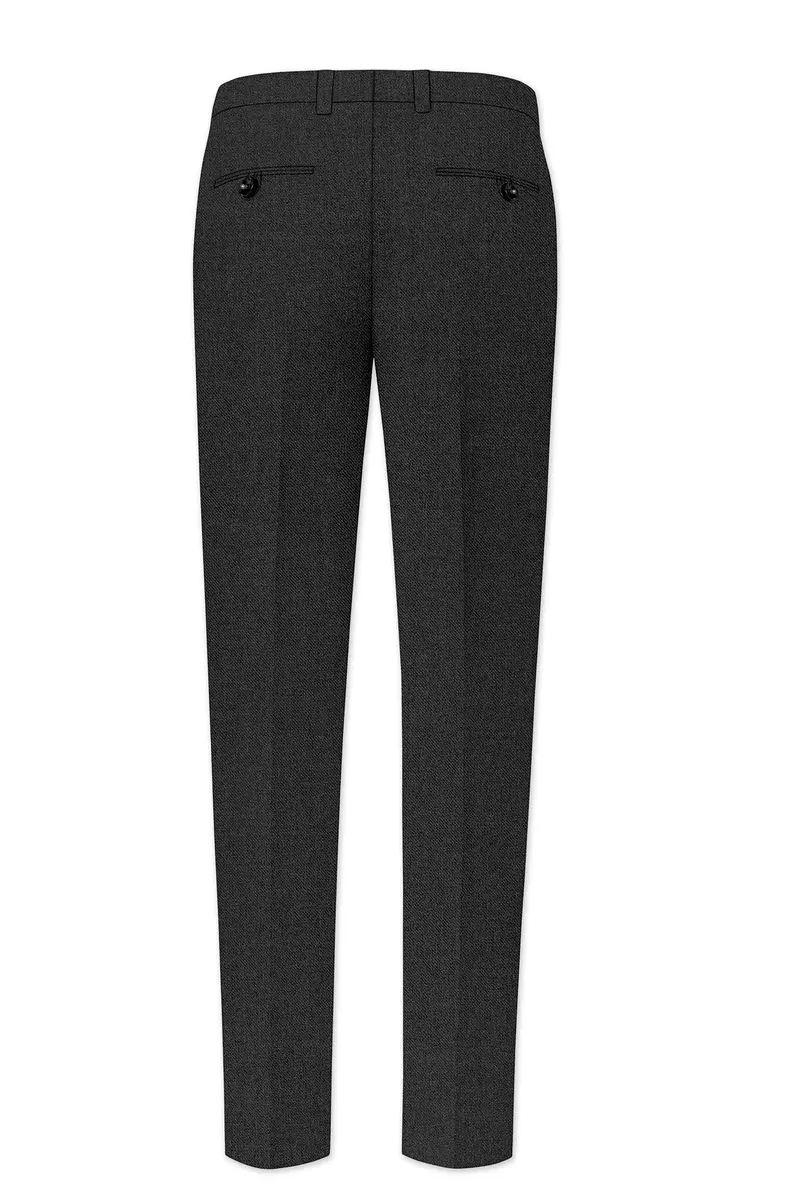 Metallo-Gunmetal Gray Textured Tweed Single Breasted Overcoat With Pant 12