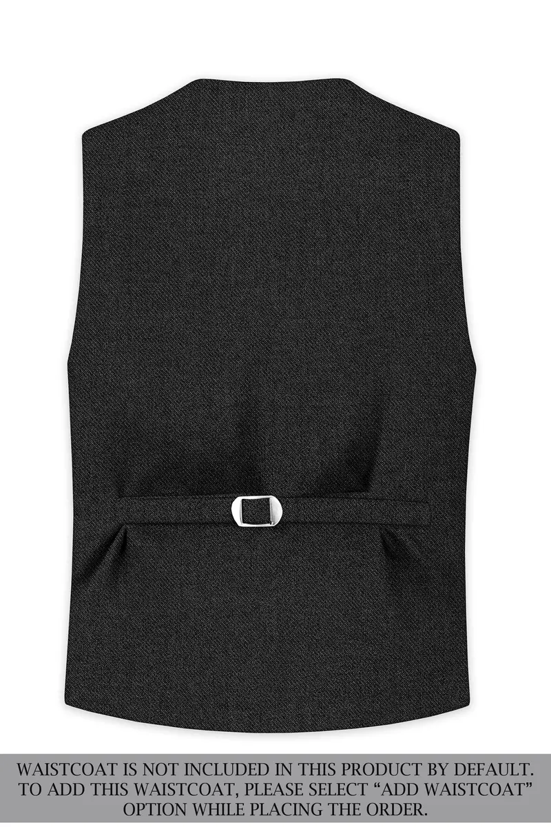 Metallo-Gunmetal Gray Textured Tweed Single Breasted Overcoat With Pant 15