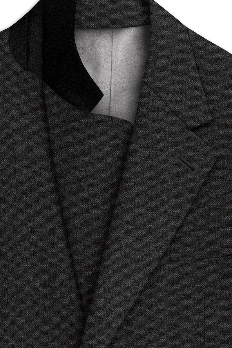 Metallo-Gunmetal Gray Textured Tweed Single Breasted Overcoat With Pant 4