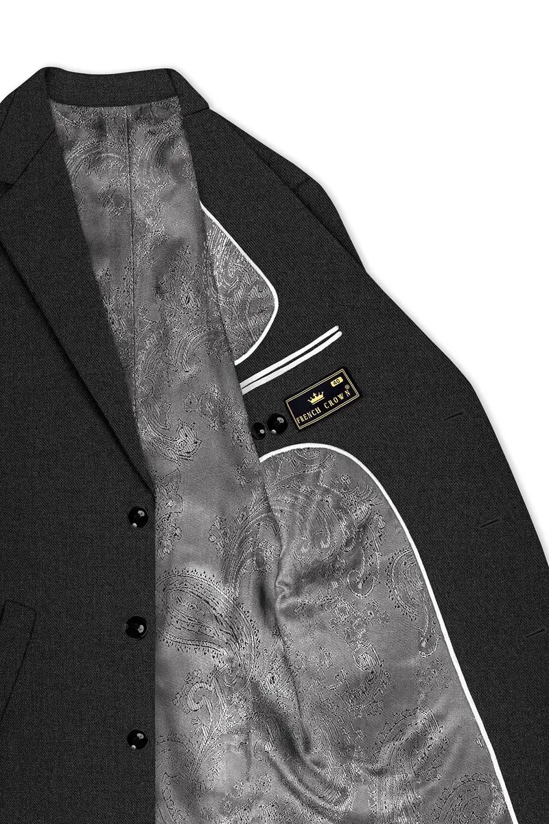 Metallo-Gunmetal Gray Textured Tweed Single Breasted Overcoat With Pant 5