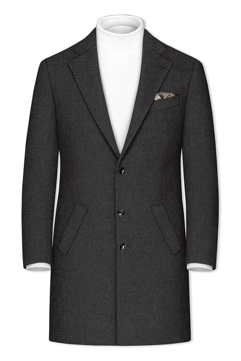 Metallo-Gunmetal Gray Textured Tweed Single Breasted Overcoat With Pant 9