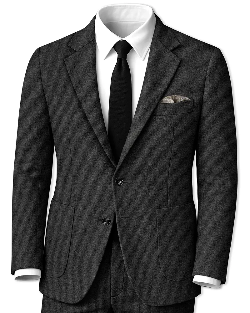 Metallo-Gunmetal Gray Textured Tweed Single Breasted Sports Suit 1