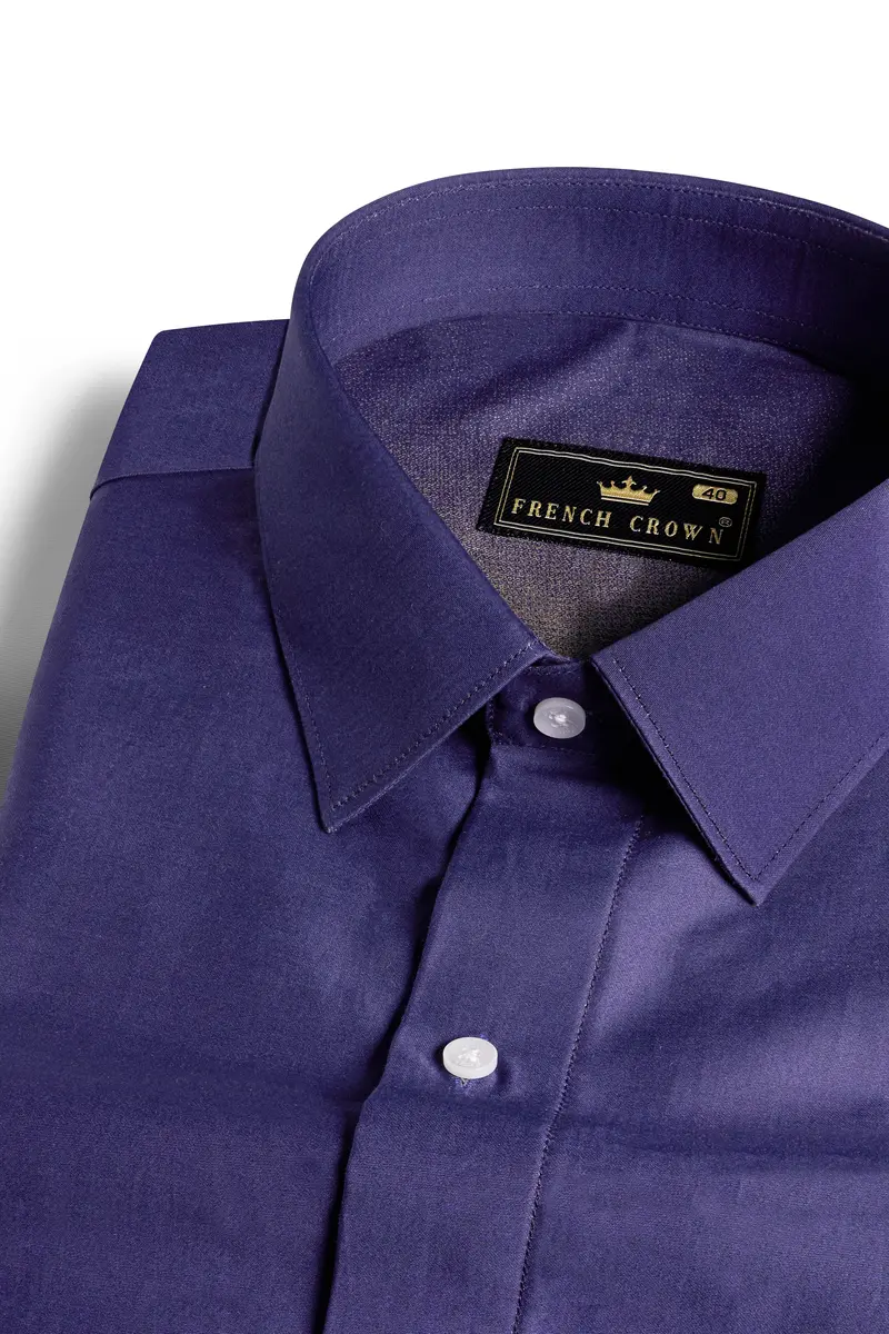 Meteorite Blue And Cavern Brown Super Soft Premium Cotton Shirt 4