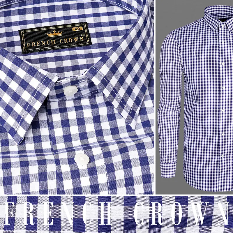 Meteorite Blue And White Checkered Premium Cotton Shirt 10