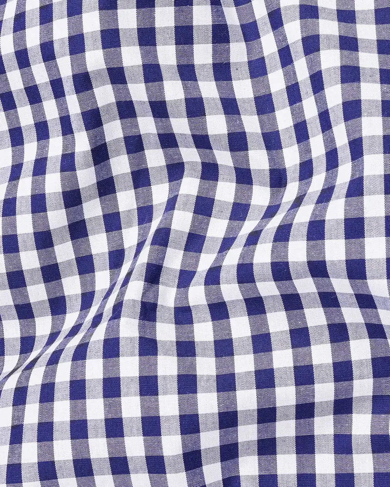 Meteorite Blue And White Checkered Premium Cotton Shirt 2