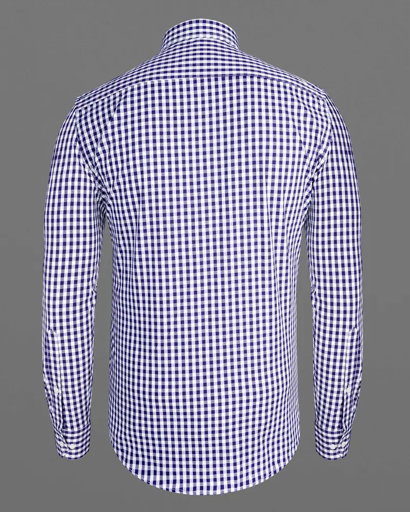Meteorite Blue And White Checkered Premium Cotton Shirt 6