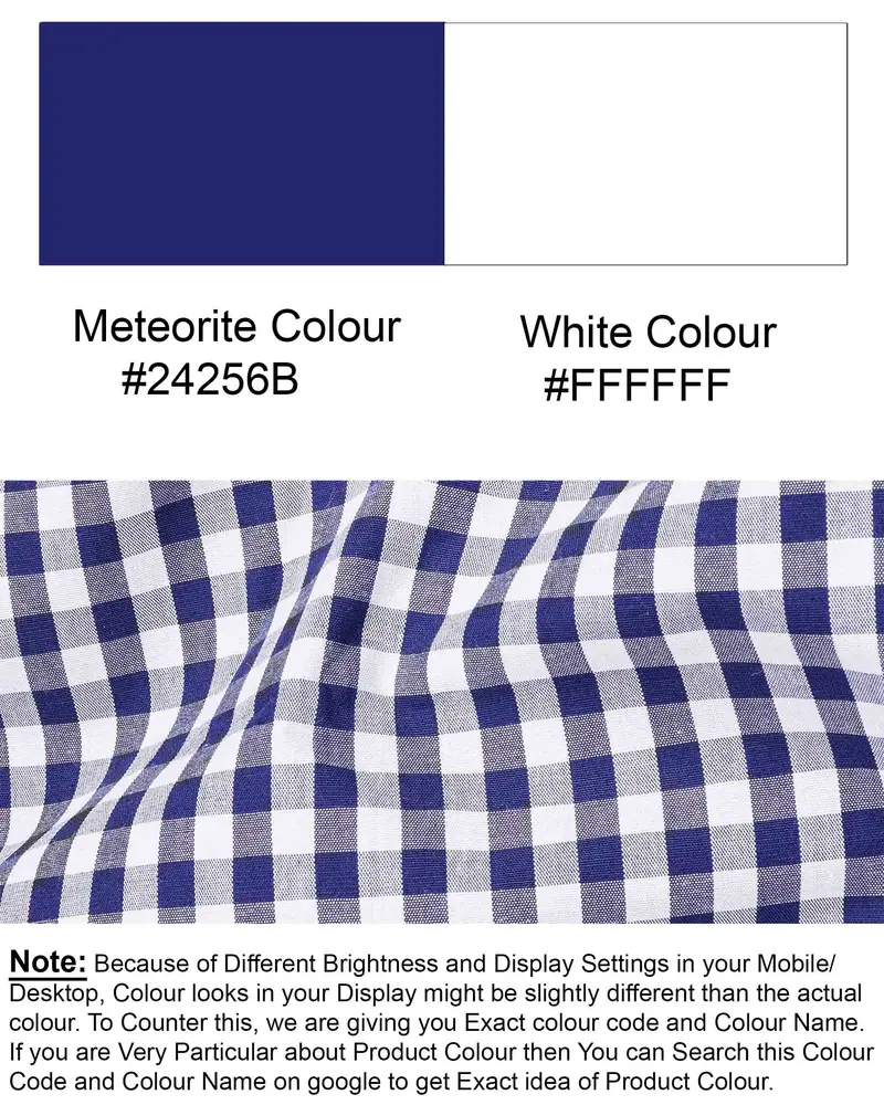 Meteorite Blue And White Checkered Premium Cotton Shirt 8