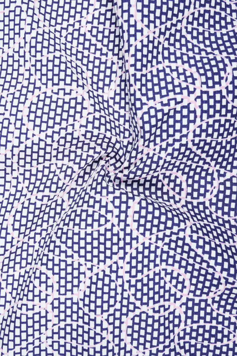 Meteorite Blue And White Premium Cotton Designer Block Shirt 3