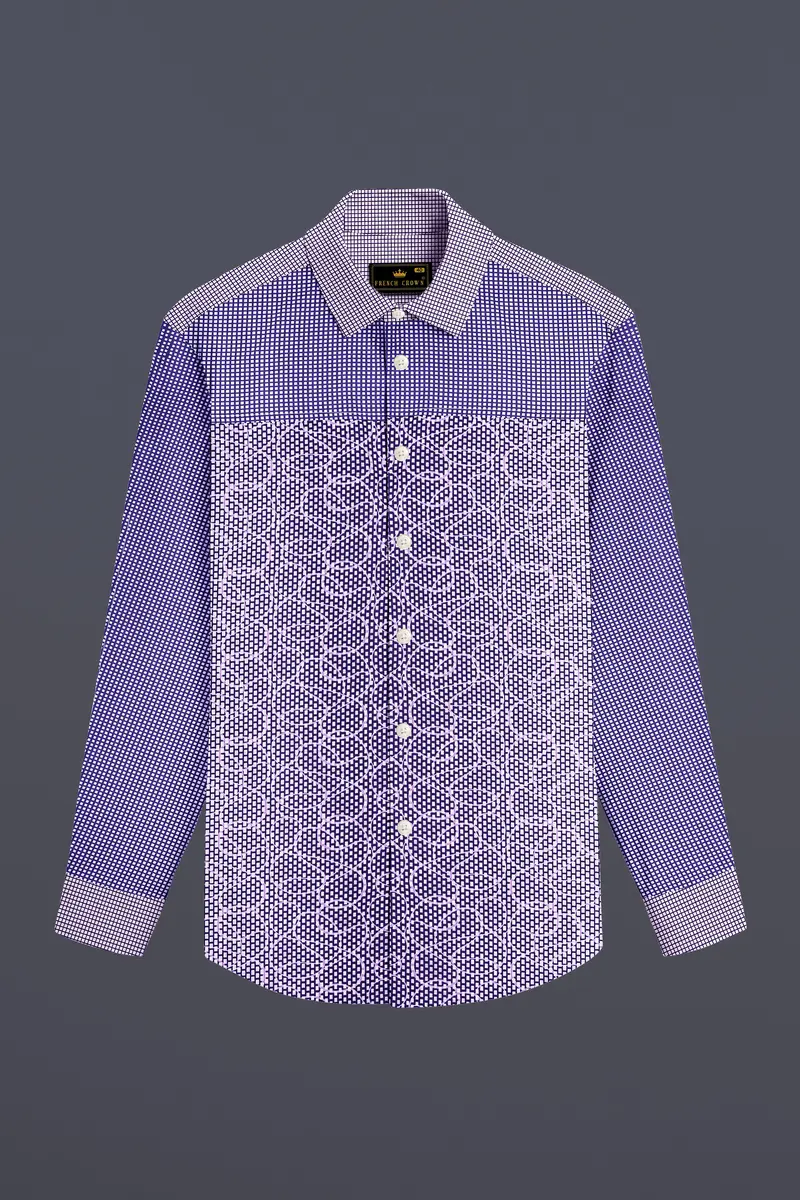 Meteorite Blue And White Premium Cotton Designer Block Shirt 6