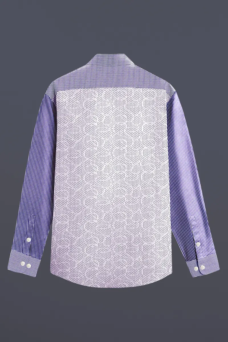 Meteorite Blue And White Premium Cotton Designer Block Shirt 7